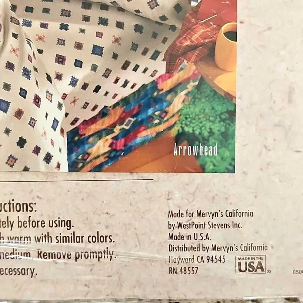 Vintage Caress Arrowhead Twin Fitted Sheet NOS Percale Southwestern Geometric